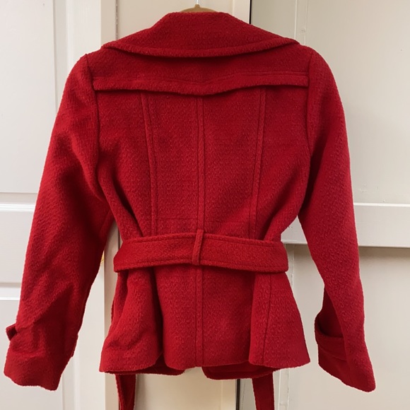 Red Waist Length Peacoat - LIKE NEW - Picture 7 of 8